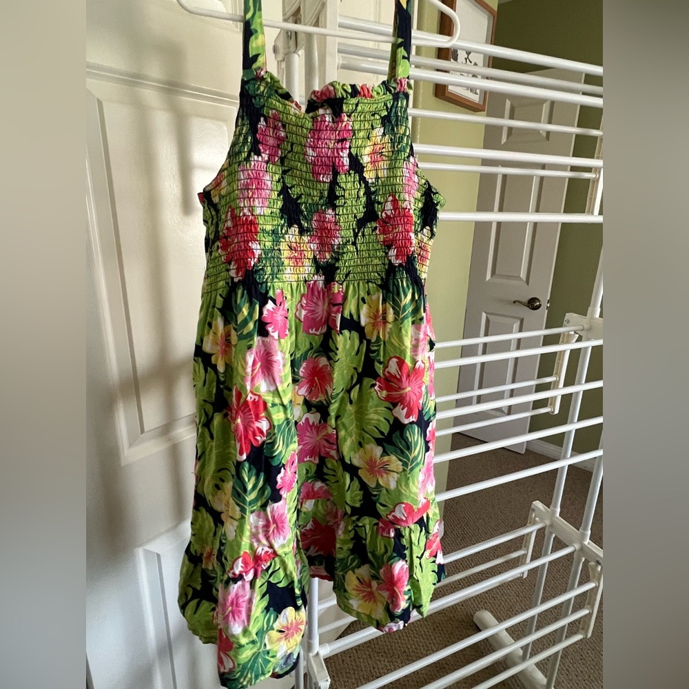 Floral Sundress with Pink and Green Pattern